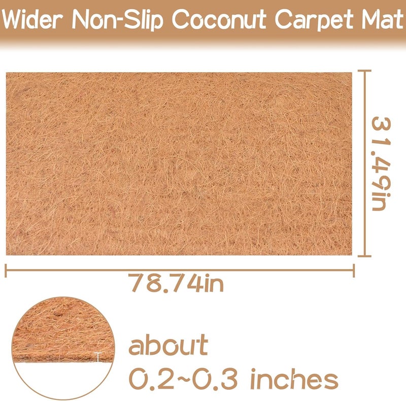 Halatool 2 Pack 32x80x0.28 Inch Thickened No-Slip Snow Melting Mats-Wide Natural Coconut Fiber Roll Waterproof Outdoor Carpet Mat for Front Door, Stairs, Porch - Image 2